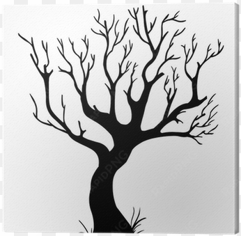 vector black silhouette of a bare tree canvas print - silhouettes of 2 bare trees