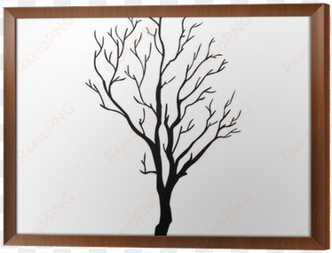 vector black silhouette of a bare tree framed canvas - bare tree branch vector