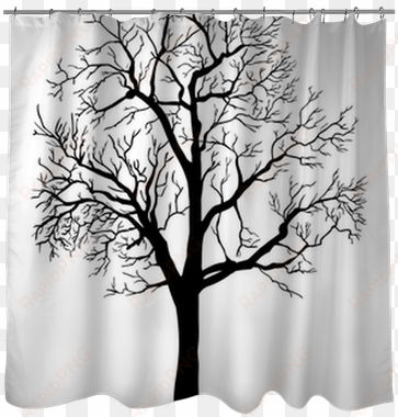vector black silhouette of a bare tree shower curtain - bare trees silhouettes