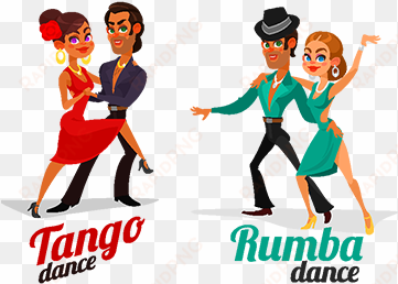 vector cartoon of a couples dancing tango and rumba, - imagenes de baile en dibujos animados