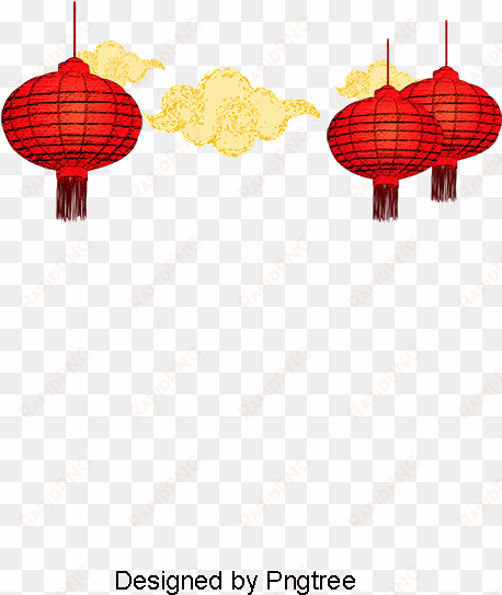 Vector Chinese Lantern Clouds, Chinese Style, Red, - Portable Network Graphics transparent png image