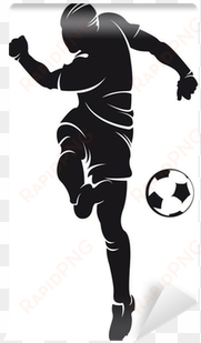 vector football player silhouette with ball isolated - silueta jugador de futbol vector