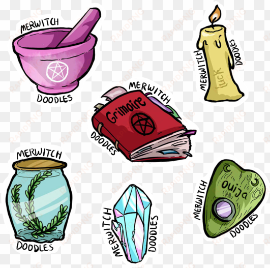 vector freeuse download stickers by merwitchdoodles - witchy stickers