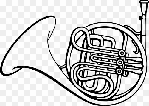 vector graphics - french horn clipart black and white