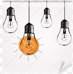 vector grunge illustration with hanging light bulbs - illustration