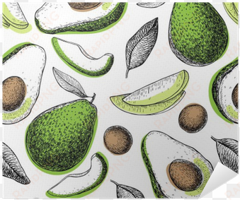 vector hand drawn green avocado seamless pattern - avocados pleas tote bag medium - 16"x16" (41x41cm)