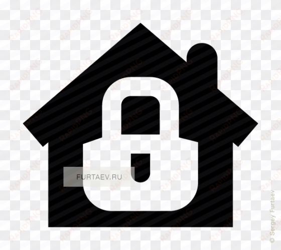 vector icon of closed padlock over house - house closed icon
