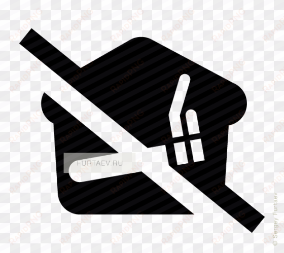 vector icon of crossed out house with cigarette - home crossed out