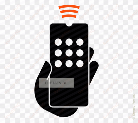 vector icon of hand holding remote control with wireless - illustration