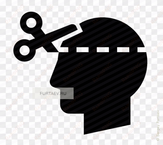 vector icon of male profile with scissors on cutting - stock illustration