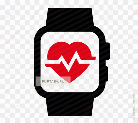 Vector Icon Of Smart Watch With Heart Beat On Screen - Smart Watch Heart Rate Icon transparent png image