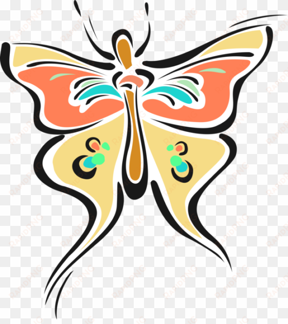 vector illustration of colorful butterfly winged insect - פרפרים ופרחים לצביעה