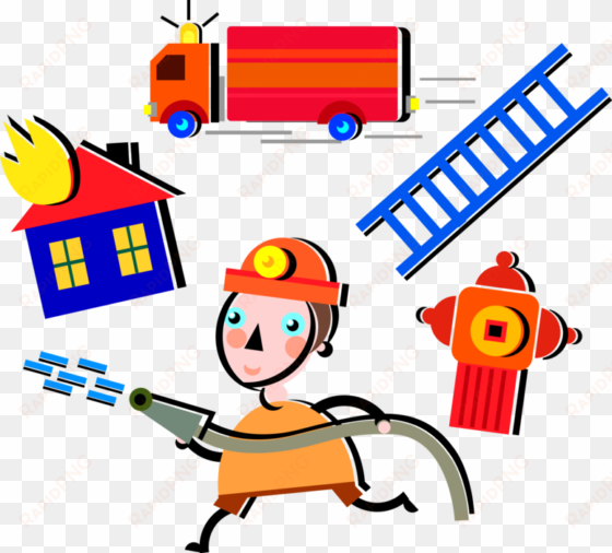 vector illustration of fireman firefighter fighting - graphics