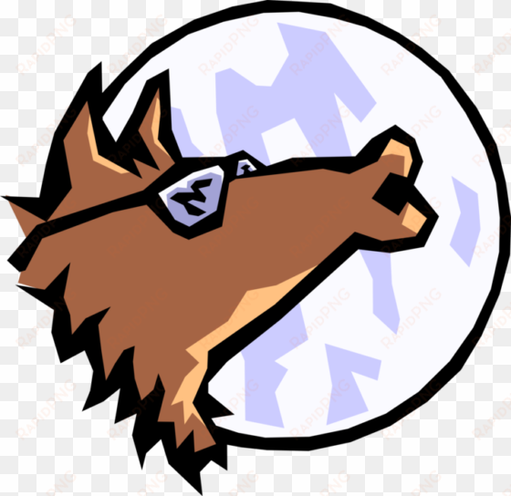 vector illustration of howling wolf howls at the moon - blue coyote