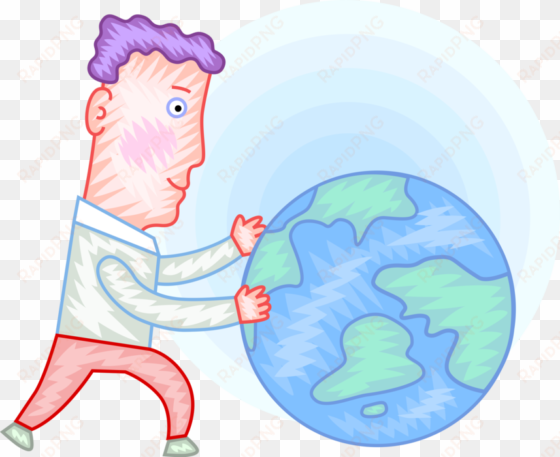 vector illustration of man embraces planet earth world - illustration