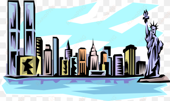 vector illustration of pre 9/11 new york skyline with - new york skyline clip art