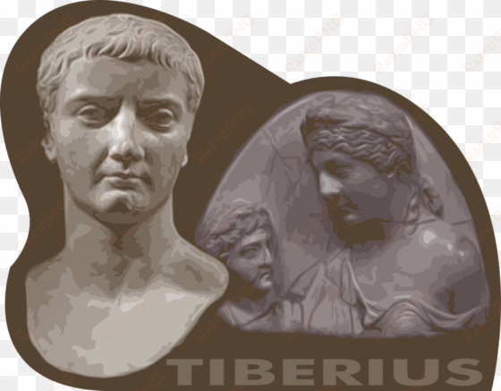vector illustration of roman emperor tiberius established - giclee painting: head of tiberius, 61x41in.