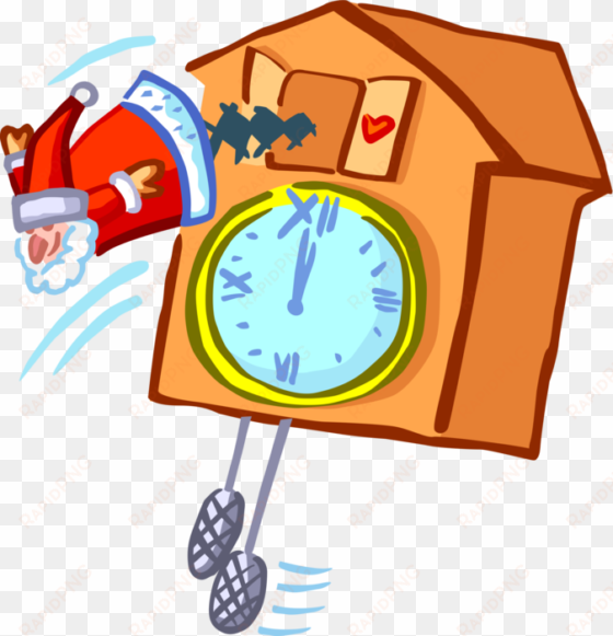 vector illustration of santa claus coo-coo clock tells
