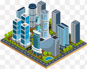 vector isometric 3d illustrations of modern urban quarter - isometrico predio png