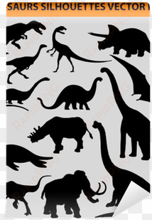 vector pack with 13 dinosaur silhouettes wall mural - 1s tee dinosaur velociraptor teeth