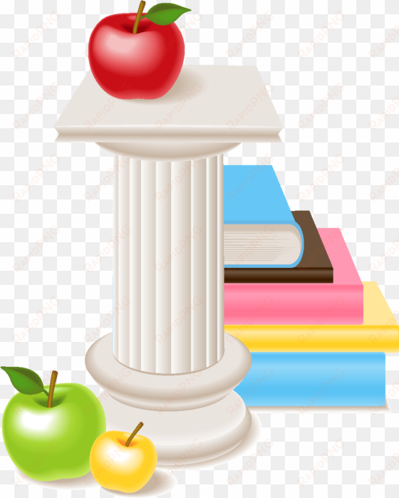 vector stack of books with colored apples - entry 1 functional skills english