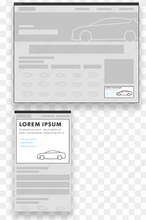 vehicle spotlight wireframe mobile graphic - jumpstart automotive media, inc.