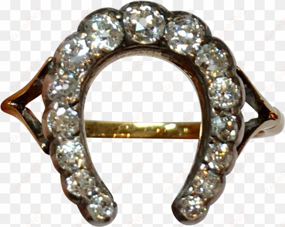 victorian diamond and 18k gold lucky horseshoe ring - ring