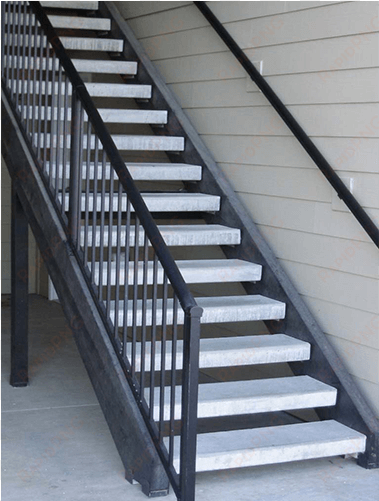 view details - concrete stairs with steel construction