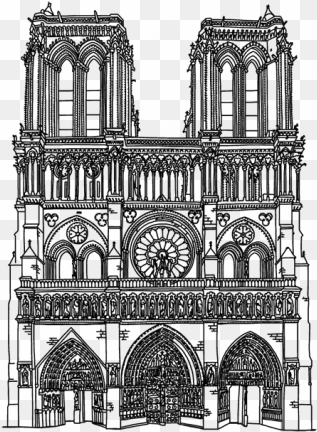 vinilo decorativo catedral de notre dame, de parís - catedral notre dame dibujo