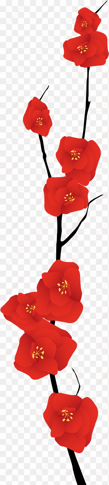 vinilo decorativo rama fina florida - ramas de flores rojas