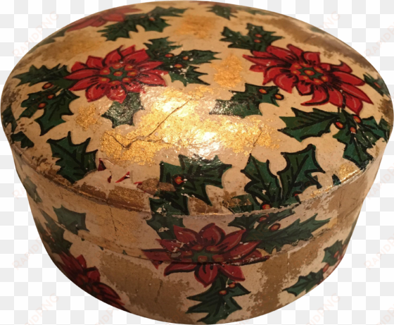 vintage christmas paper mache coasters in box - christmas day