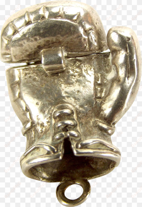 vintage silver charm boxing glove opens 2 boxers in - boxing