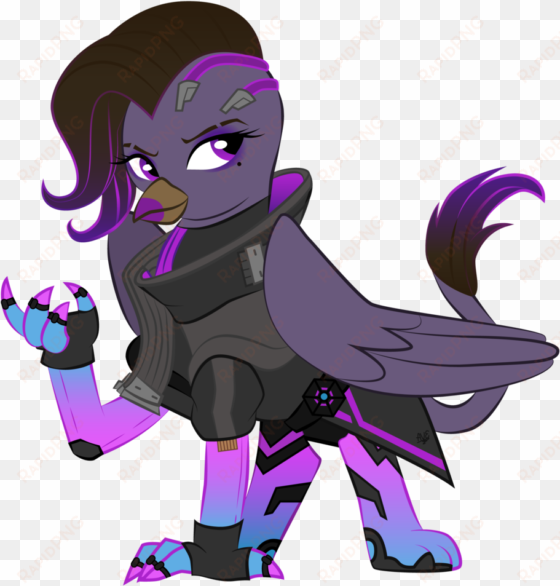 violetfeatheroficial, crossover, griffon, griffonized, - sombra overwatch my little pony