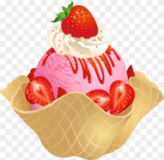 waffle clipart transparent - strawberry ice cream png