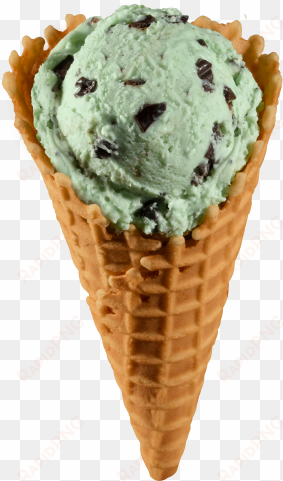 waffle cone ice cream - mint chocolate chip ice cream in a waffle cone