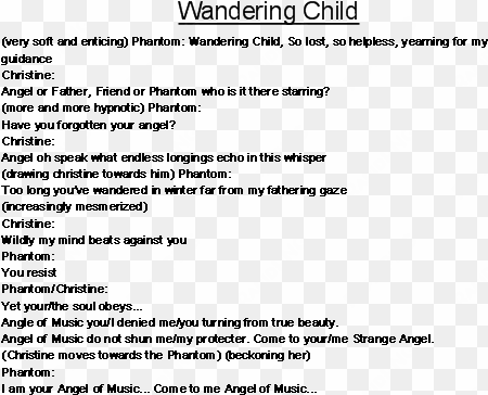 wandering child lyrics one of my most favorite songs - phantom of the opera masquerade lyrics