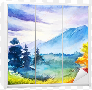 wardrobe sticker • pixers® • we live to change - autumn landscape watercolor