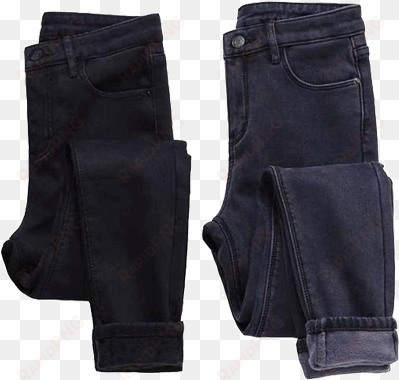 warm winter jeans with velvet inside - black jeans png aesthetic