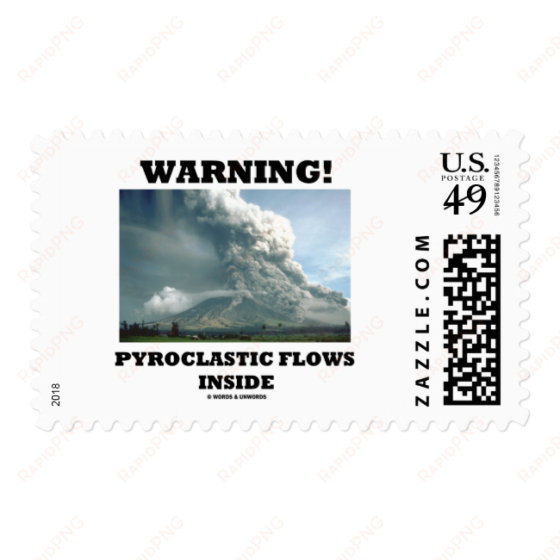 warning pyroclastic flows inside stamps - volcano god greeting cards