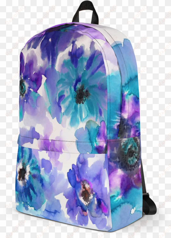 watercolor anemones purple & blue backpack - backpack