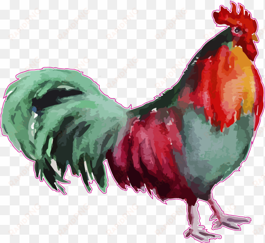 watercolor animal printed transfers - colorful chicken