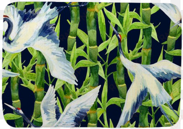 watercolor asian crane bird seamless pattern bath mat - mot suluboya duvar kağıdı 10-024102