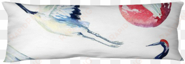 watercolor asian crane bird seamless pattern body pillow - watercolor painting