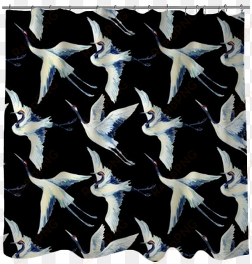 watercolor asian crane bird seamless pattern shower - watercolor painting