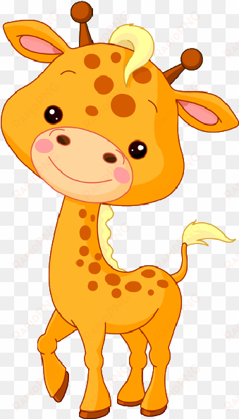 watercolor baby giraffe - clip art picture of cat