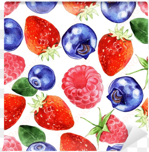 watercolor berries seamless pattern isolated on white - stock illustration