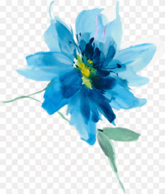 watercolor blueflower sticker by janet murphy - flores azules pintadas png