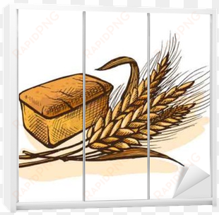 watercolor bread and wheat in graphic style wardrobe - watercolor painting