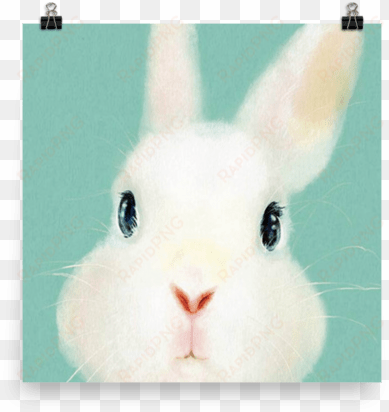 watercolor bunny - 16×16in×4 panels pegs painting hanging canvas waterproof