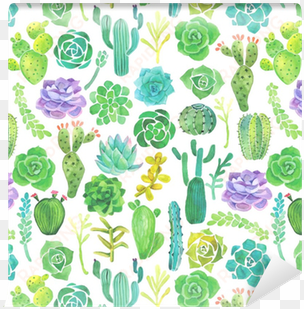 watercolor cactus and succulent seamless pattern wallpaper - watercolor cactus